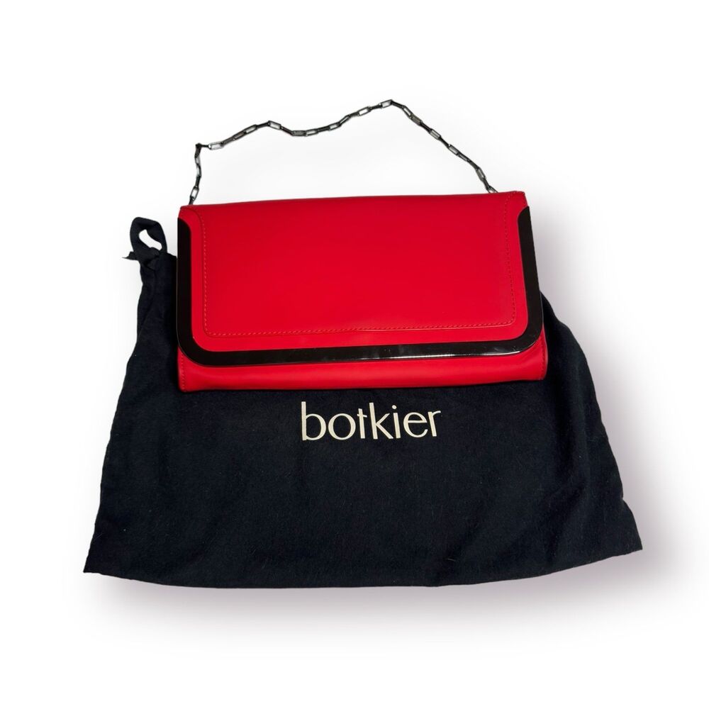 Botkier Red Leather‎ Misha Clutch Bag Foldover Chain Strap Fairycore Clutch